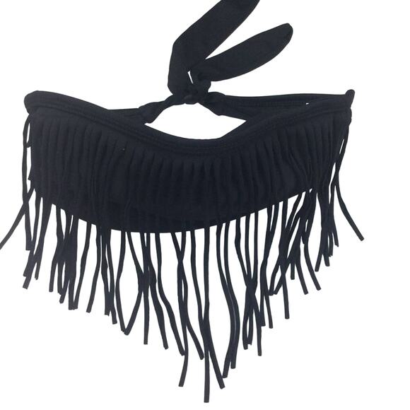 Black Bikini Top Fringe Strapless XS Xhilaration - Picture 4 of 4